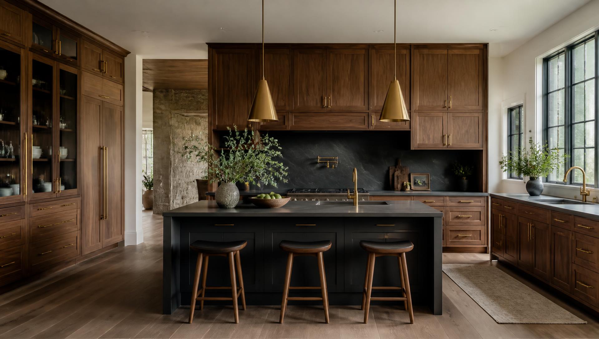 Custom walnut kitchen cabinets built for a Toronto home